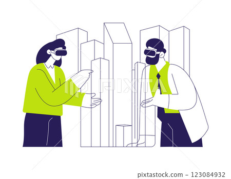 Virtual reality in architecture abstract concept vector illustration. 123084932