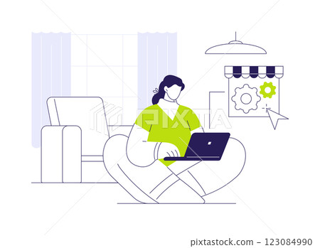 Creating online shop abstract concept vector illustration. 123084990