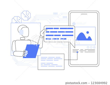 AI-Driven Caption Creation abstract concept vector illustration. AI-Driven Caption Creation abstract concept vector illustration. 123084992