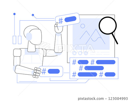 AI-Powered Hashtag Suggestions abstract concept vector illustration. AI-Powered Hashtag Suggestions abstract concept vector illustration. 123084993