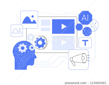 AI-Driven Content Creation abstract concept vector illustration. 123085001