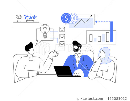 Brainstorming with creative team isolated cartoon vector illustrations. 123085012