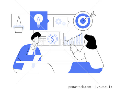 Briefing with a client isolated cartoon vector illustrations. Briefing with a client isolated cartoon vector illustrations. 123085013