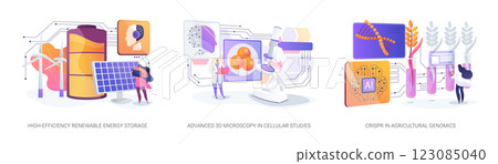 Breakthroughs in Energy, Imaging, and Agriculture abstract concept vector illustrations. 123085040