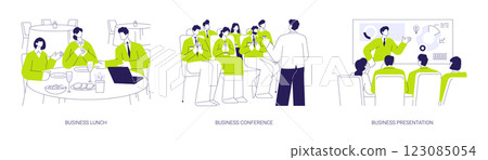 Offline business events abstract concept vector illustrations. 123085054