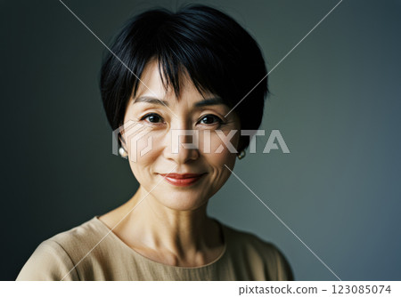 Smiling senior woman looking straight at the camera (AI-generated image) Smiling senior woman looking straight at the camera (AI-generated image) 123085074