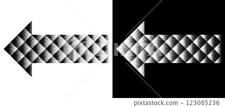 Halftone arrows on white and black backgrounds. Digital art dotted dynamic arrows. Halftone arrows on white and black backgrounds. Digital art dotted dynamic arrows. 123085236