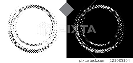 Abstract background with rhombuses in circle. Art design spiral as logo or icon. A black figure on a white background and an equally white figure on the black side. Abstract background with rhombuses in circle. Art design spiral as logo or icon. A black figure on a white background and an equally white figure on the black side. 123085304