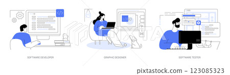 Remote IT jobs isolated cartoon vector illustrations se 123085323