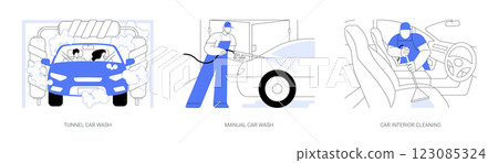 Car wash services isolated cartoon vector illustrations se 123085324