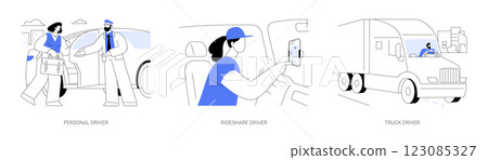 Driving professions isolated cartoon vector illustrations se 123085327