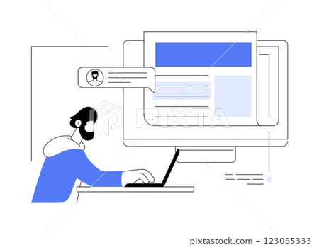 Remote proofreading isolated cartoon vector illustrations. Remote proofreading isolated cartoon vector illustrations. 123085333