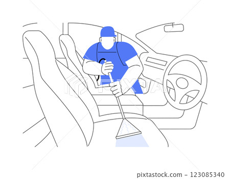 Car interior cleaning isolated cartoon vector illustrations. 123085340