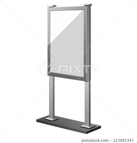 Side view of an ad stand or blank advertising board. Mockup template of ad signage easel 123085341