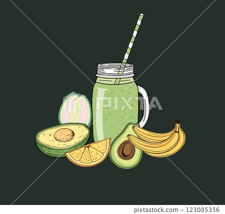 Avocado vegan detox smoothie. 123085356