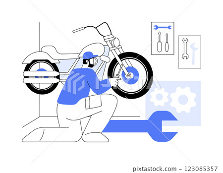 Motorcycle repair service isolated cartoon vector illustrations. 123085357