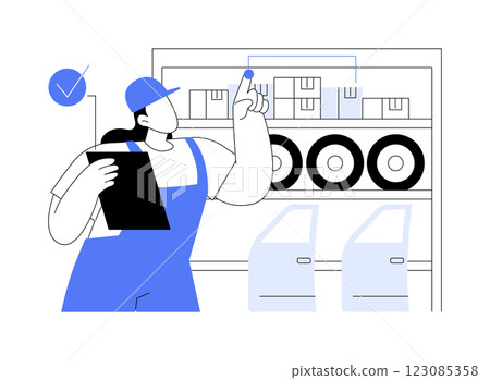 Auto parts supply isolated cartoon vector illustrations. Auto parts supply isolated cartoon vector illustrations. 123085358