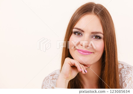 Portrait of happy, positive attractive woman Portrait of happy, positive attractive woman 123085634