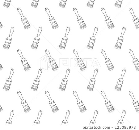 Paint brush seamless pattern. Vector graphic line isolated illustration on white transparent background 123085978