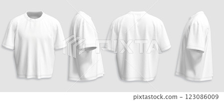 3D Render Mockup T Shirt Oversized White Front Side Back View 123086009