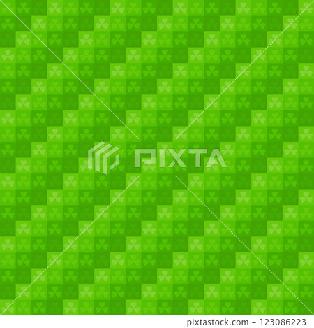Green geometric St. Patrick pattern with Shamrock. 123086223