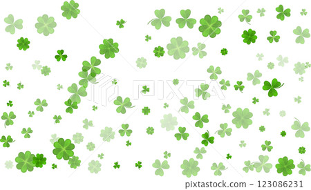 Green White St. Patricks Day BG. Flying clover leaves. 123086231