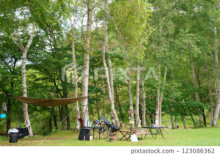 Camping Activities in Mukawa Town, Hokkaido Mukawa Town Hobetsu Campsite in Summer Camping Activities in Mukawa Town, Hokkaido Mukawa Town Hobetsu Campsite in Summer 123086362