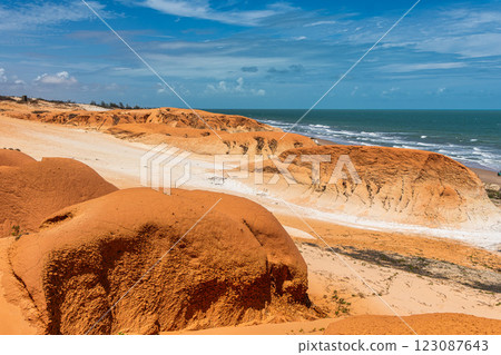 The rock formations at Canoa Quebrada Beach at Canoa Quebrada, state of Ceara, Brazil The rock formations at Canoa Quebrada Beach at Canoa Quebrada, state of Ceara, Brazil 123087643