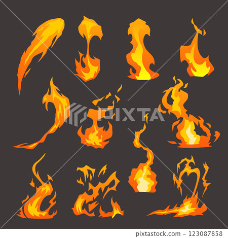 Stylized fire flames on dark background 123087858