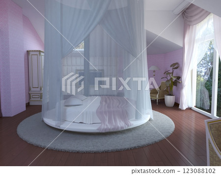 bedroom, interior visualization, 3D illustration bedroom, interior visualization, 3D illustration 123088102