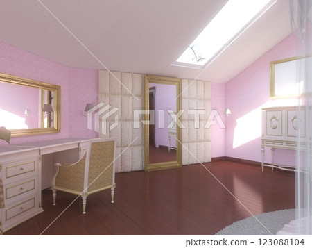 bedroom, interior visualization, 3D illustration bedroom, interior visualization, 3D illustration 123088104