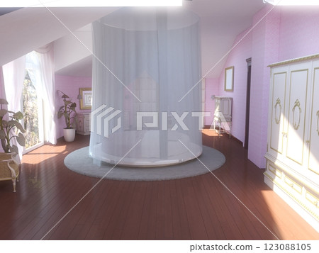 bedroom, interior visualization, 3D illustration 123088105