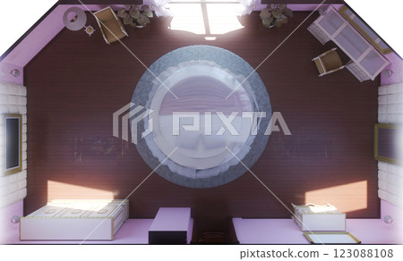 bedroom, interior visualization, 3D illustration 123088108