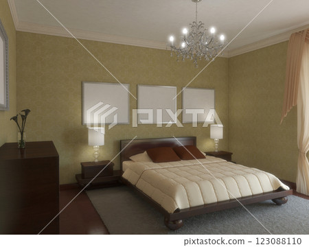 bedroom, interior visualization, 3D illustration bedroom, interior visualization, 3D illustration 123088110