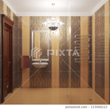 restroom, interior visualization, 3D illustration 123088222