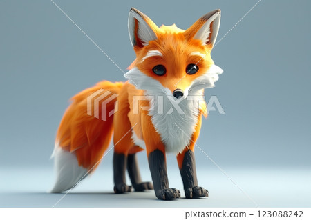A cute, cartoon-style fox with vibrant orange fur and big expressive eyes. A cute, cartoon-style fox with vibrant orange fur and big expressive eyes. 123088242