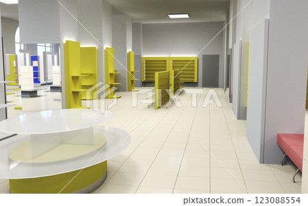 commercial premises, shop, interior visualization, 3D illustration 123088554