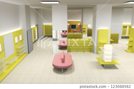 commercial premises, shop, interior visualization, 3D illustration 123088562