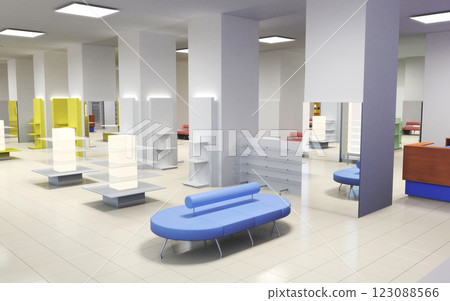 commercial premises, shop, interior visualization, 3D illustration 123088566