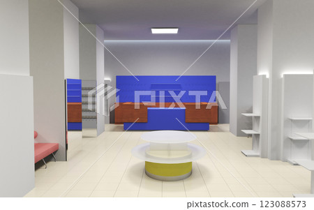 commercial premises, shop, interior visualization, 3D illustration 123088573