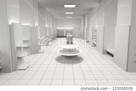 commercial premises, shop, interior visualization, 3D illustration 123088589