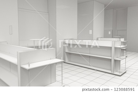 commercial premises, shop, interior visualization, 3D illustration 123088591