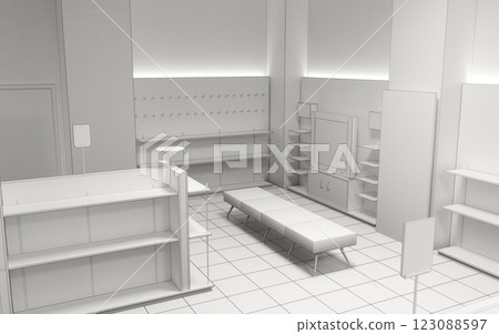 commercial premises, shop, interior visualization, 3D illustration commercial premises, shop, interior visualization, 3D illustration 123088597