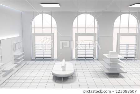 commercial premises, shop, interior visualization, 3D illustration 123088607