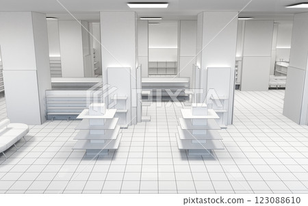 commercial premises, shop, interior visualization, 3D illustration 123088610