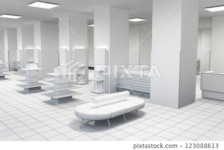 commercial premises, shop, interior visualization, 3D illustration 123088613