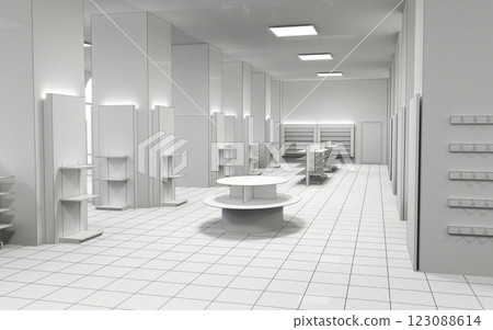 commercial premises, shop, interior visualization, 3D illustration 123088614