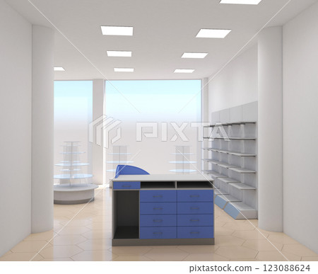 commercial premises, shop, interior visualization, 3D illustration commercial premises, shop, interior visualization, 3D illustration 123088624