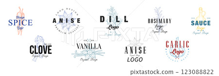 Spice and Condiment Original Design Logo Vector Set Spice and Condiment Original Design Logo Vector Set 123088822
