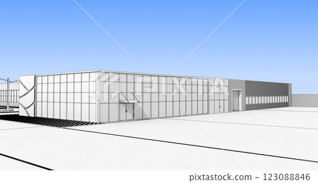3d render exterior mall, exterior visualization, 3D illustration 123088846